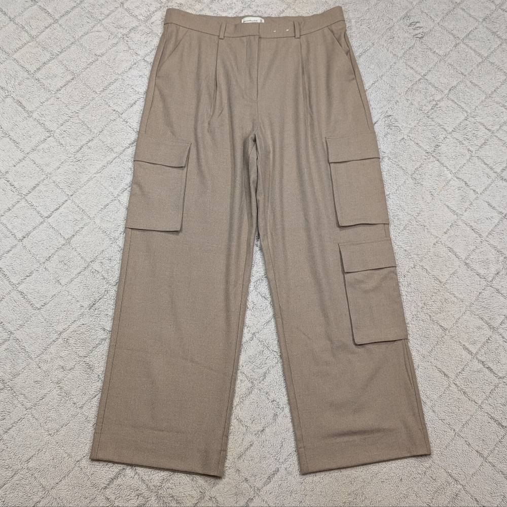 Abercrombie & Fitch Pants Womens 33 L Beige Taupe Cargo Wide Leg Pleated Soft